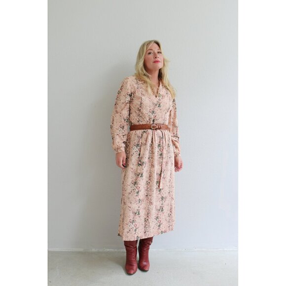 1970s Vintage Julie Miller Pink Floral Velvet Dress Women's Extra Small to Small - Picture 8 of 9